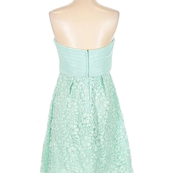 David's Bridal Elegant  Aqua Strapless Lace Bottom short Dress (.pic diff color) - Picture 8 of 14